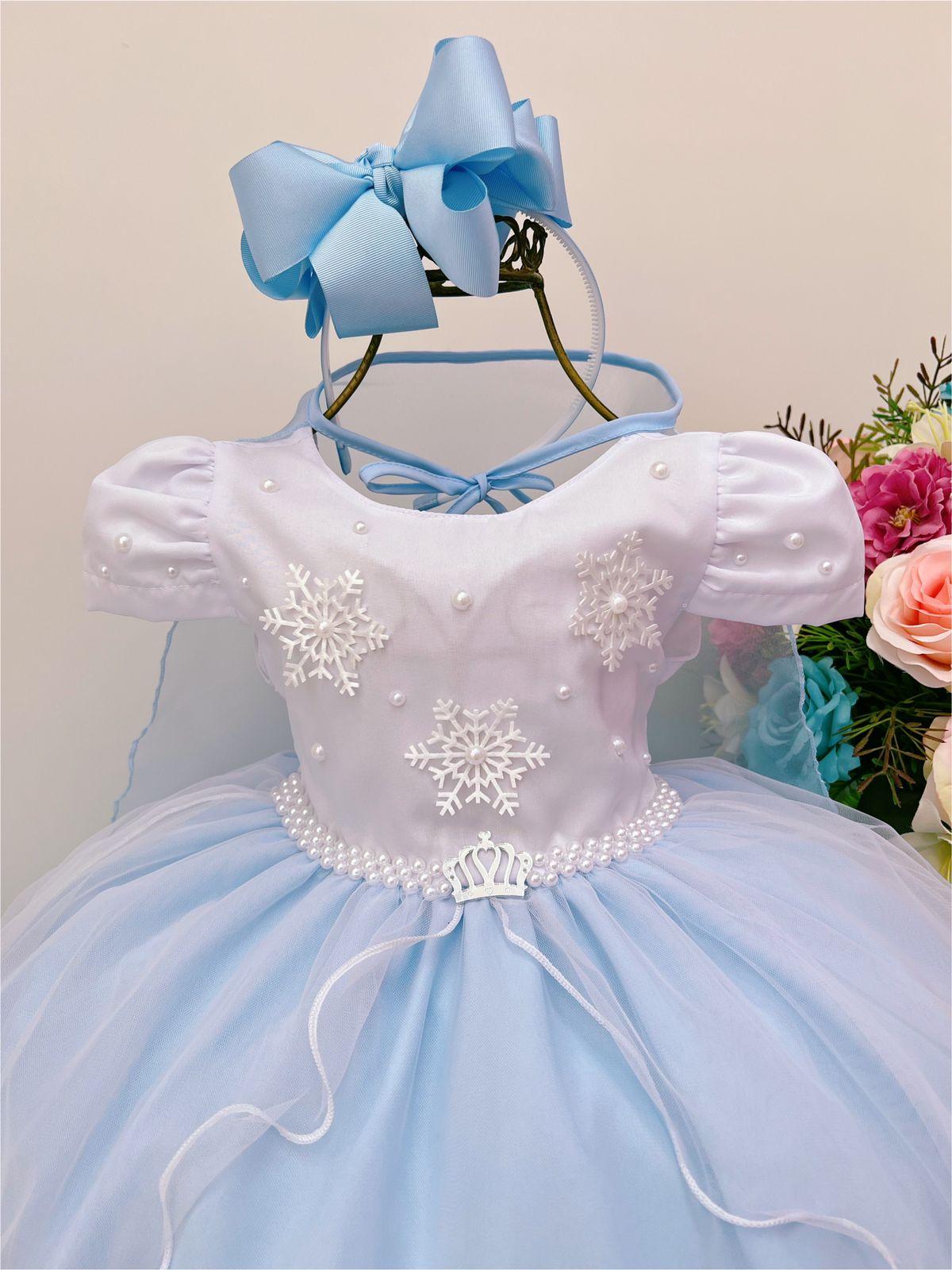 VESTIDO INFANTIL FROZEN COM CAPA LUXO FESTAS DE PRINCESAS - Rosa Charmosa  Atacado