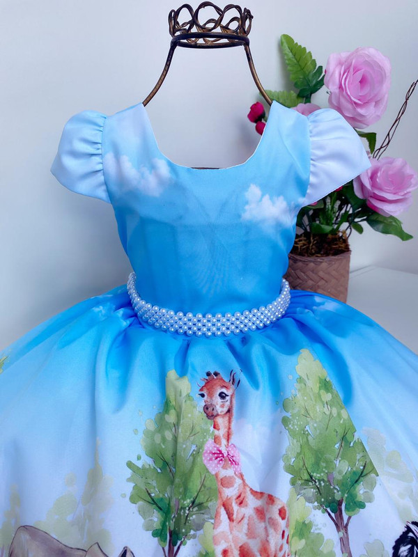 Vestido Princesa Belli Gaia Jardim Encantado Azul Bebe - Roupa  Infantil