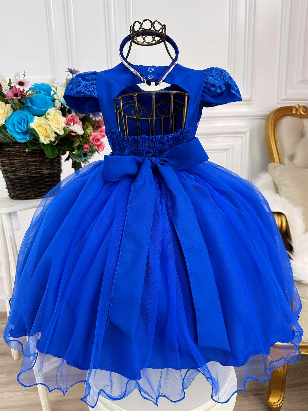 Vestido Infantil Azul Marinho Damas de Honra Cinto Luxo - Rosa Charmosa  Atacado