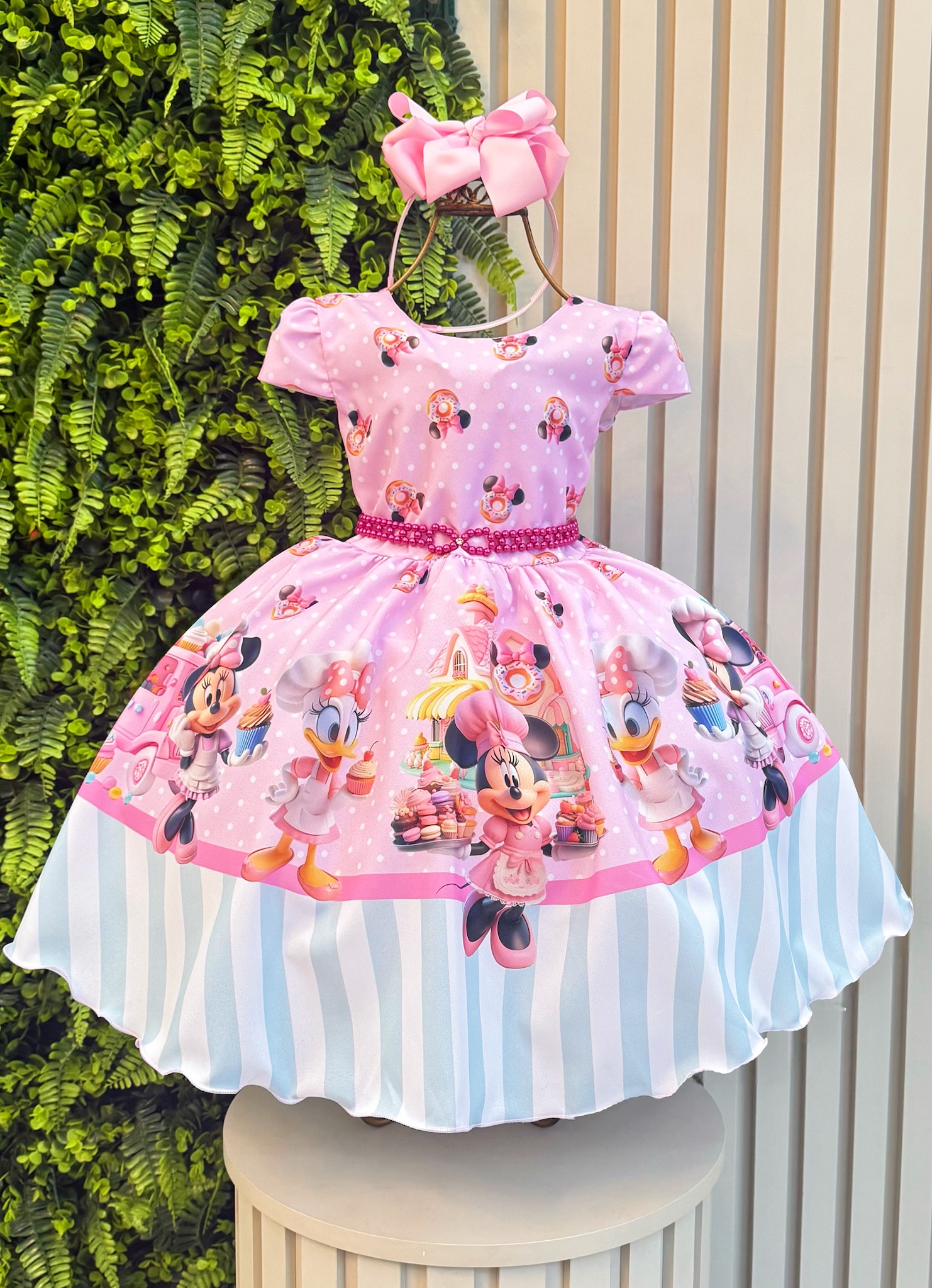 Vestido Infantil Rosa de Festa para Menina Estampado