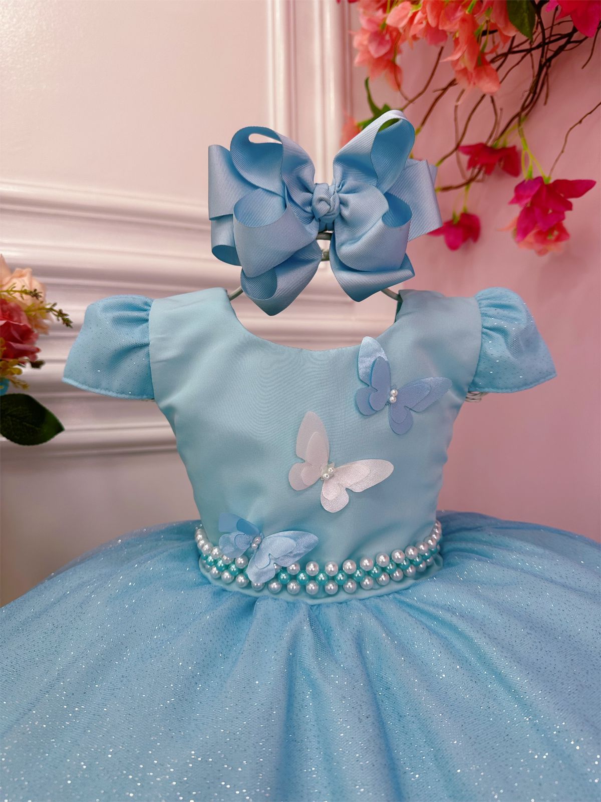 Fantasia vestido Princesa azul glitter bebê - Fantasia E Folia