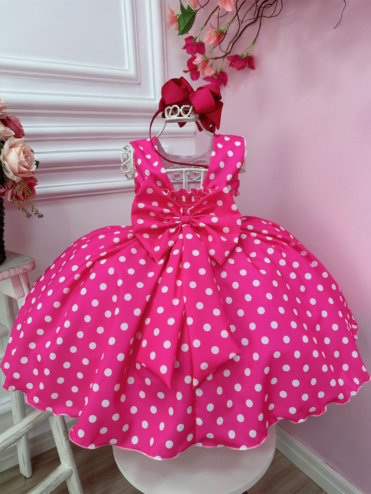 Vestido Infantil Barbie - Vichy Rosa - Little Closet