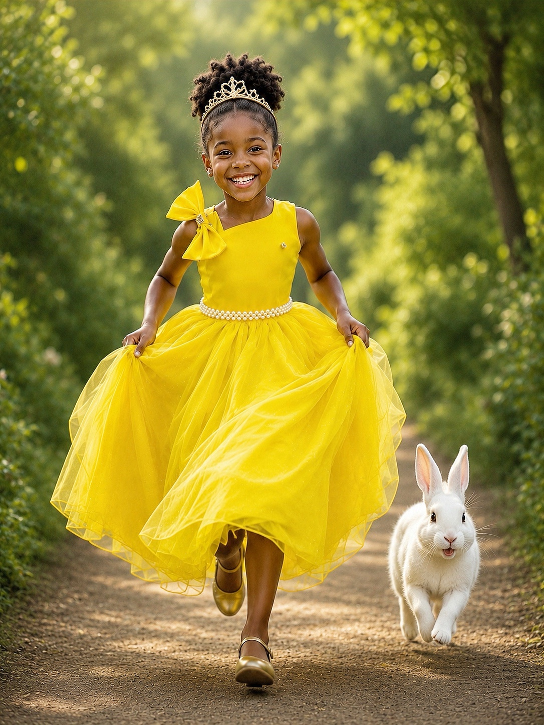 Vestido Infantil Longo Amarelo Luxo Daminhas Formaturas
