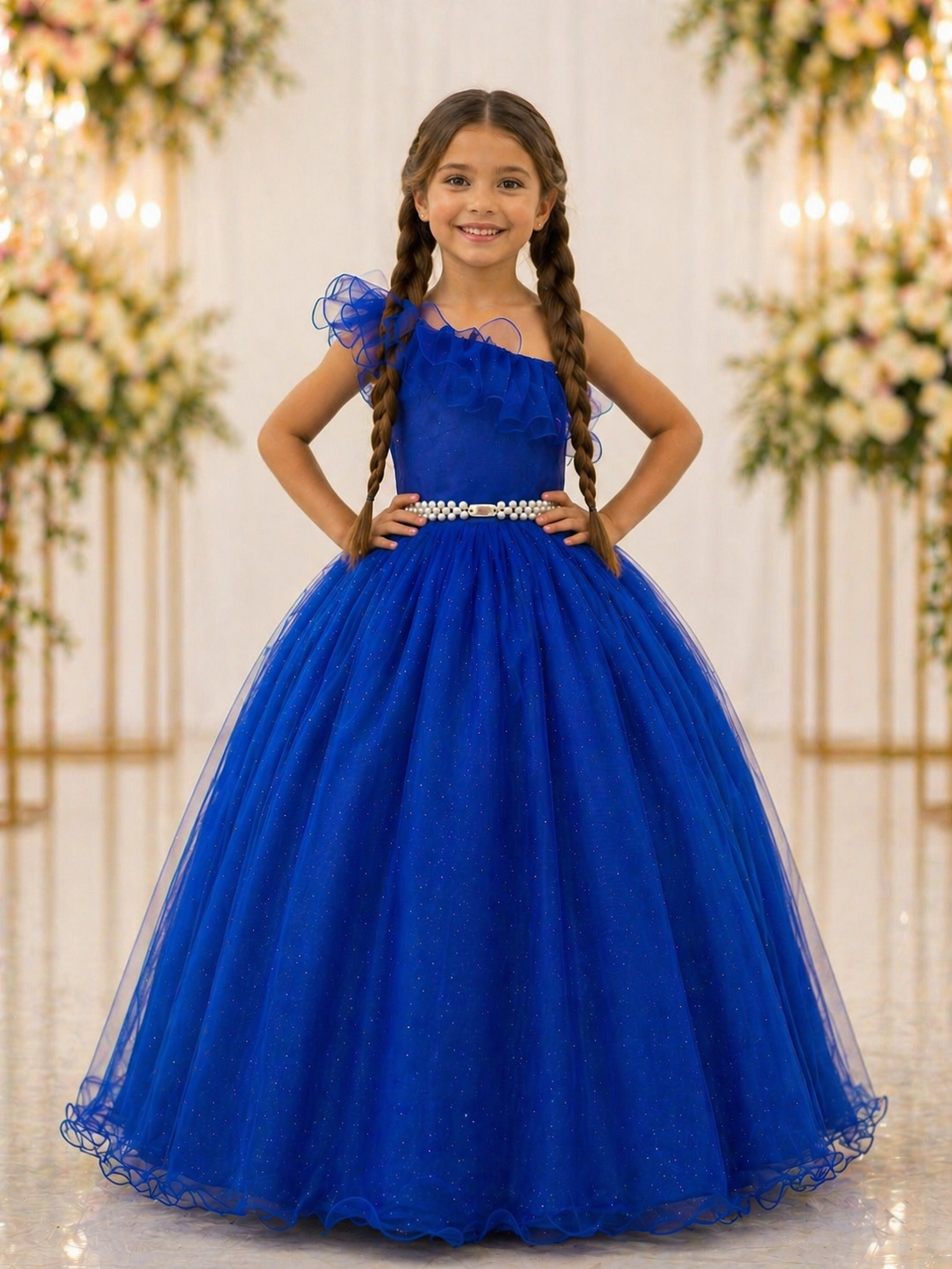 Vestido Infantil Longo Azul Royal Formaturas Daminhas