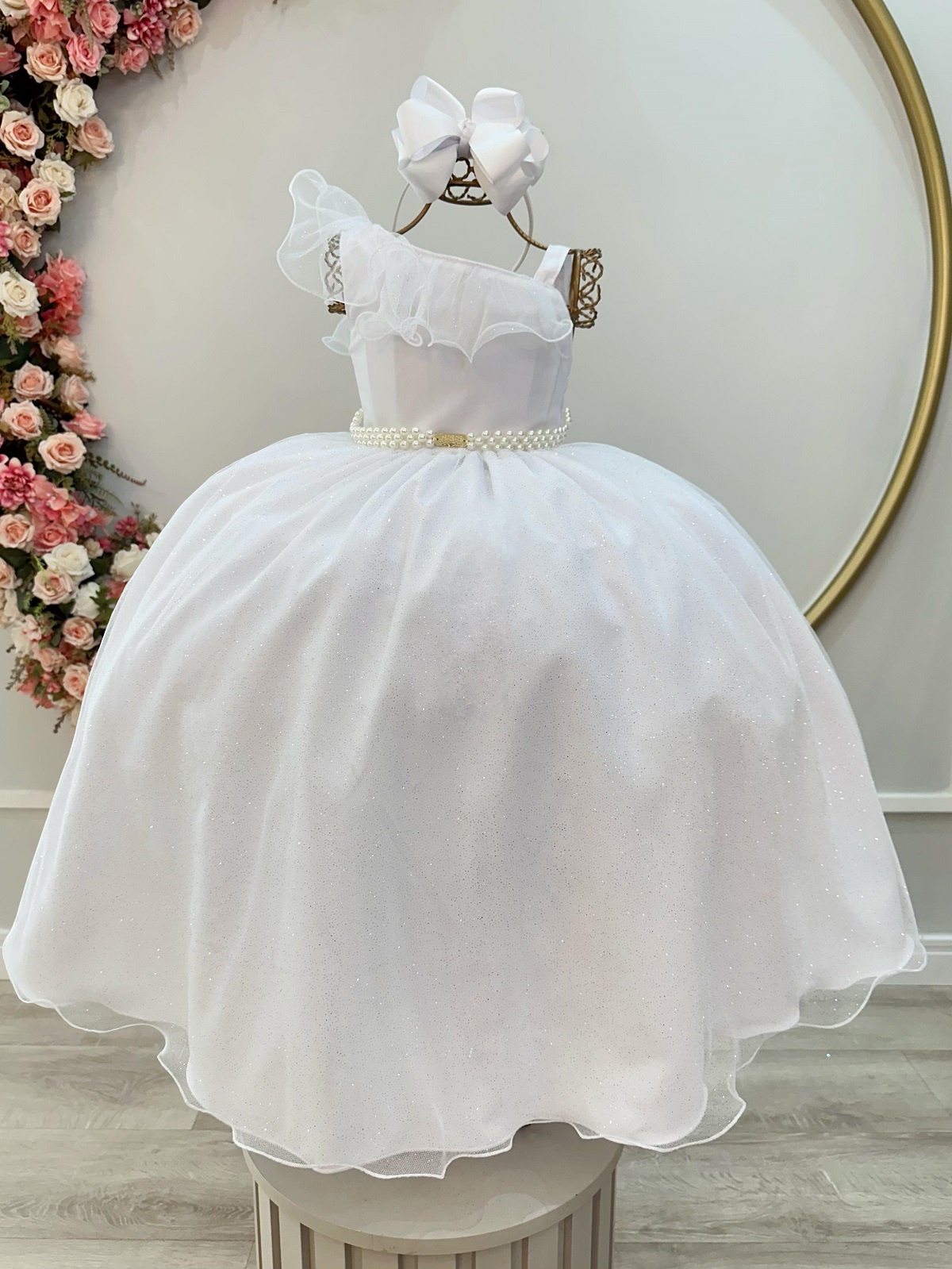 Vestido Infantil Longo Branco Luxo Formaturas Daminhas