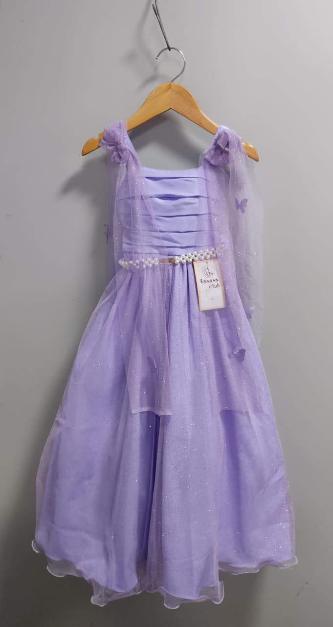 Vestido Infantil Longo Liás Aplique Borboletas Festas Dama Luxo