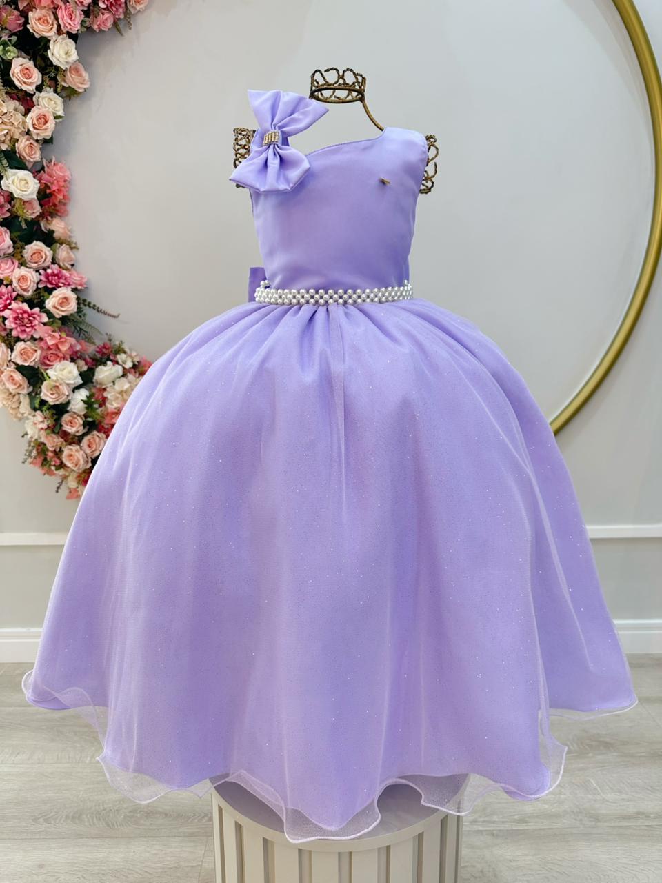 Vestido Infantil Longo Lilás Luxo Daminhas Formaturas