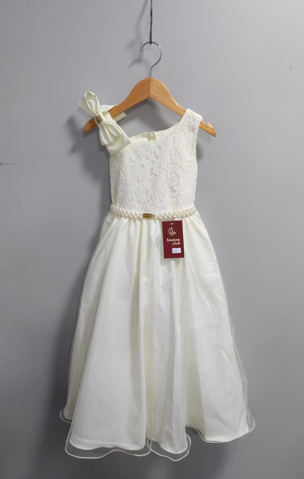 Vestido Infantil Longo Marfim Busto Renda Festas Daminhas