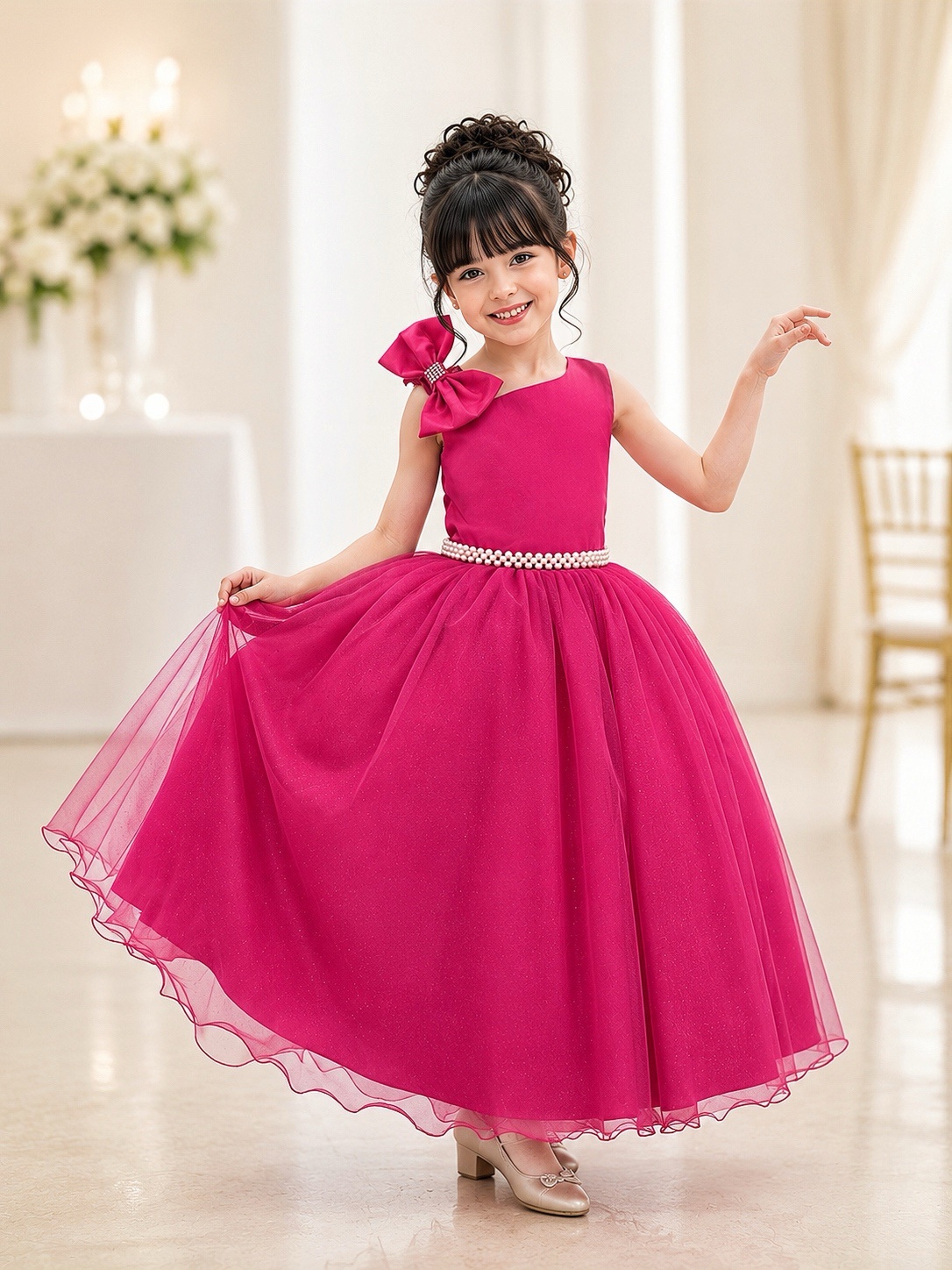 Vestido Infantil Longo Pink Luxo Daminhas Formaturas