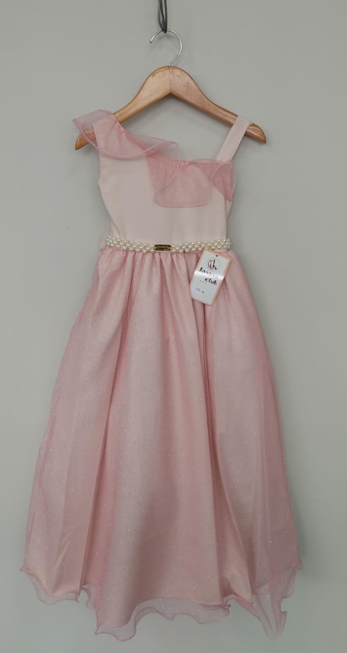 Vestido Infantil Longo Rosa Bebê Luxo Formaturas Daminhas