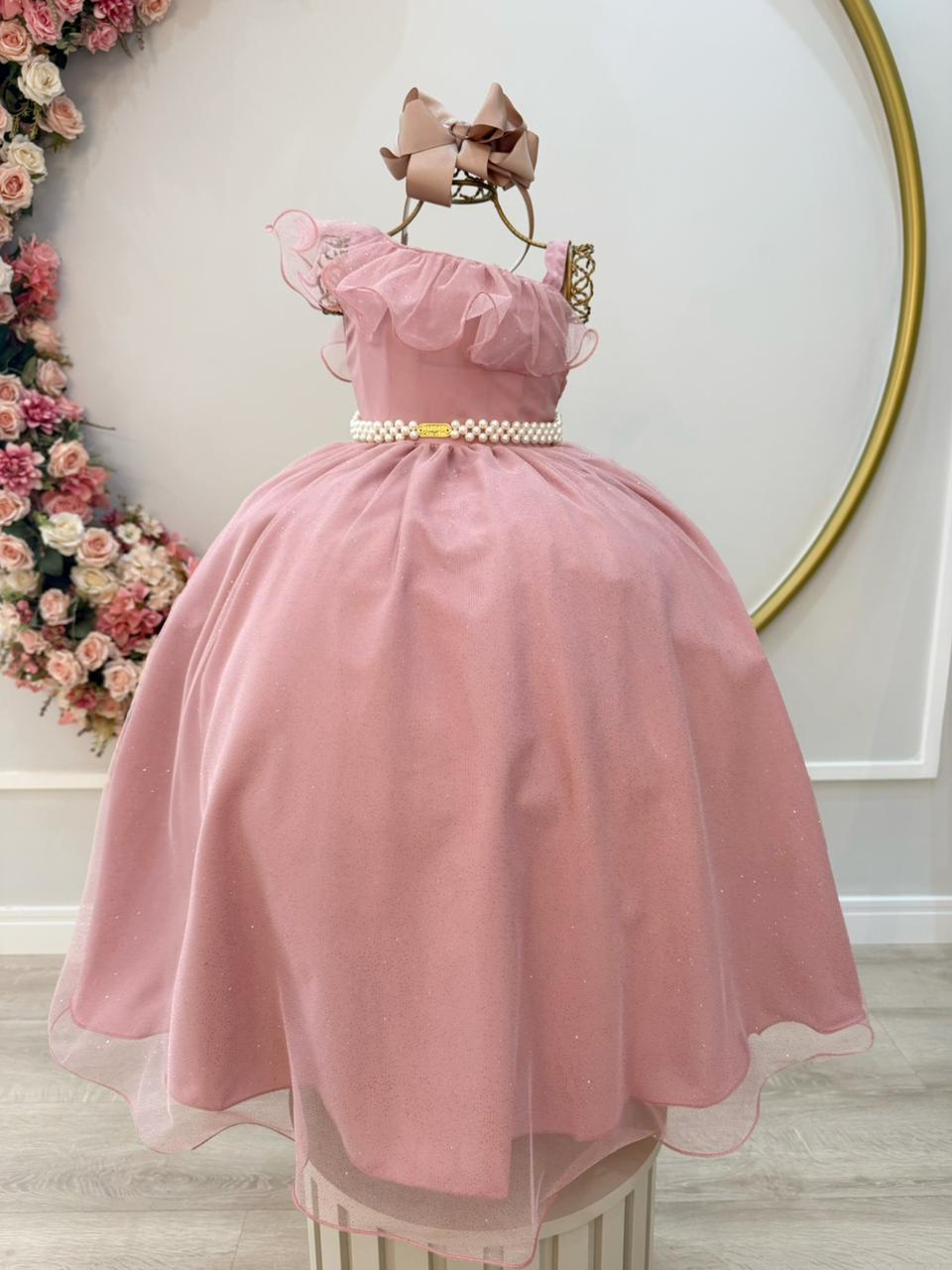 Vestido Infantil Longo Rose Luxo Formaturas Daminhas