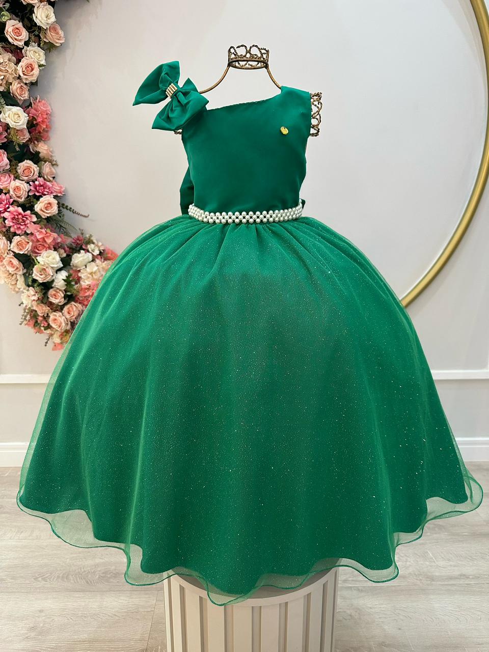 Vestido Infantil Longo Verde Bandeira Daminhas Formaturas