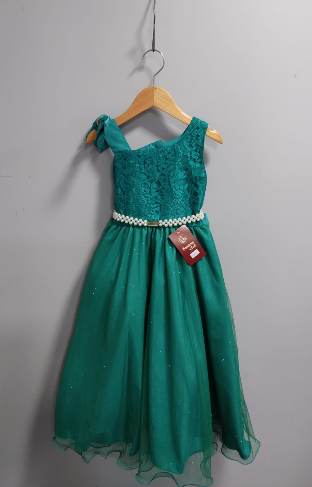 Vestido Infantil Longo Verde Busto Renda Festas Daminhas