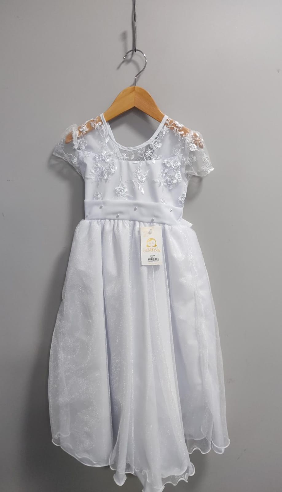 Vestido Infantil Longo Branco Busto C/ Renda Luxo Damas