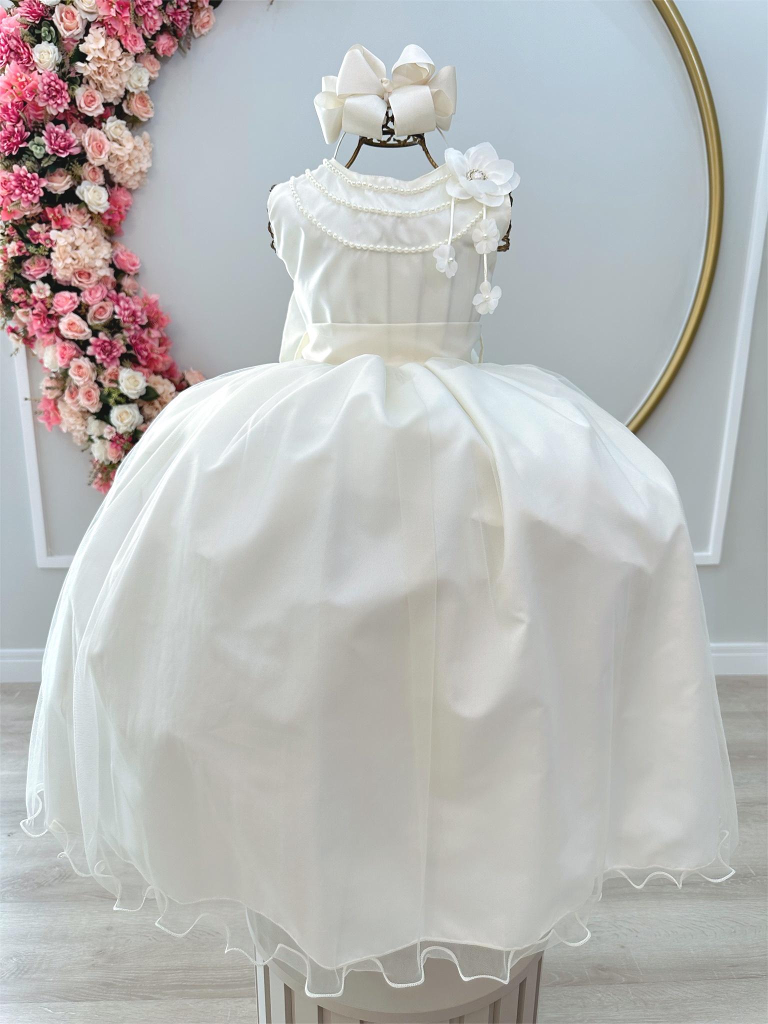 Vestido Infantil Off White Damas Honra Casamentos Festas