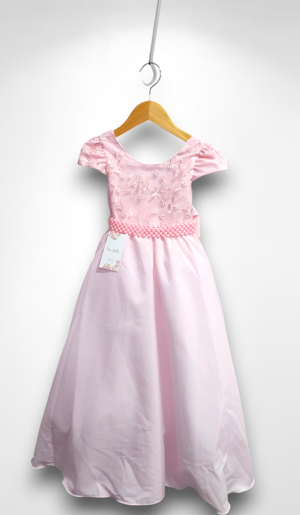 Vestido Infantil Longo Rosa Claro Busto C/ Renda Casamentos