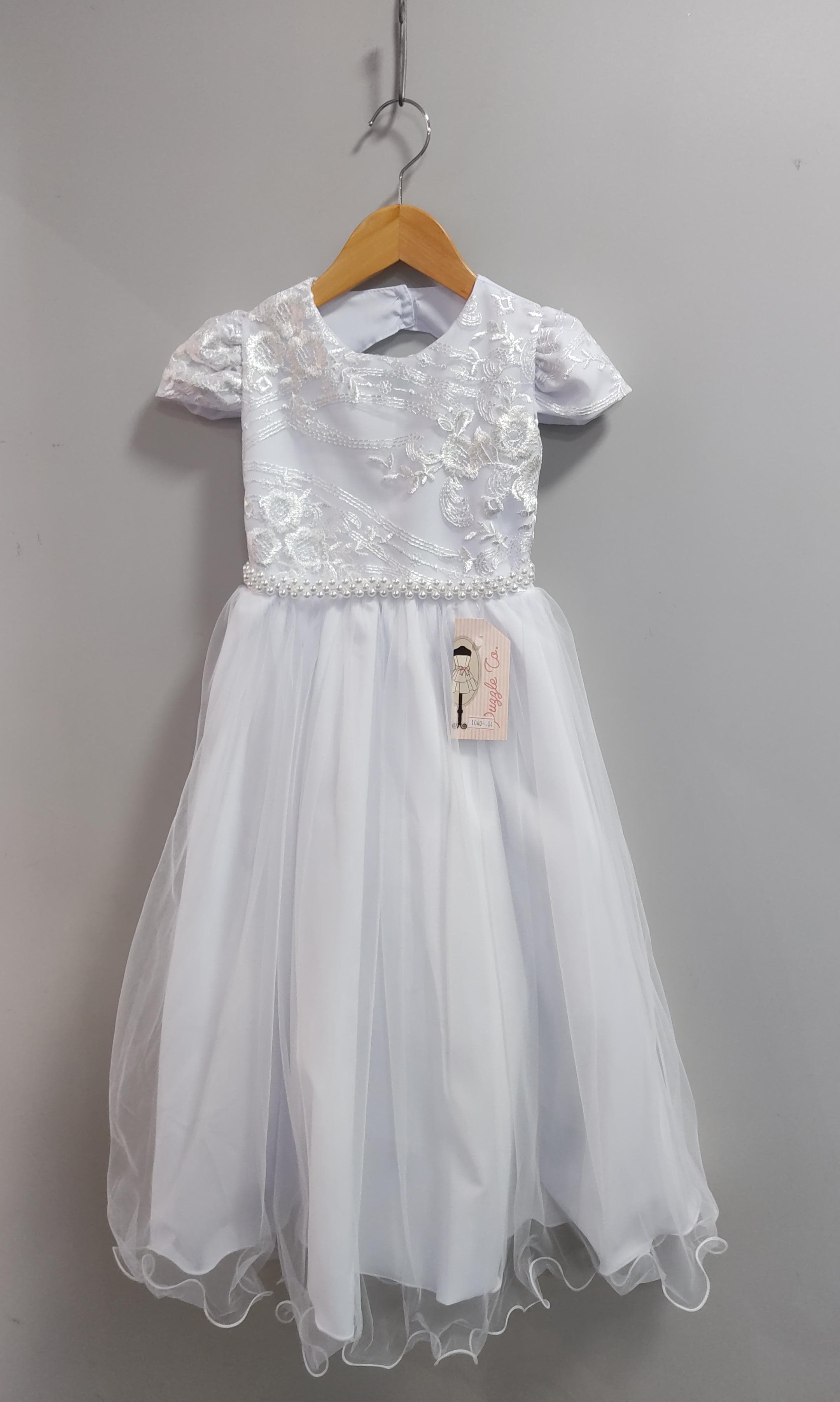 Vestido Infantil Branco Busto C/ Renda Luxo Casamento Festas