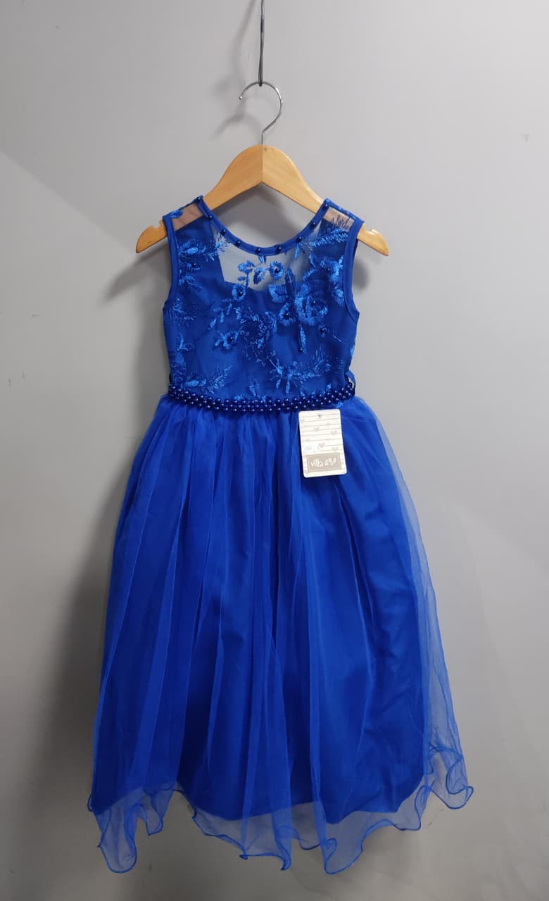 Vestido Infantil Longo Azul Royal C/ Renda Damas Formatura