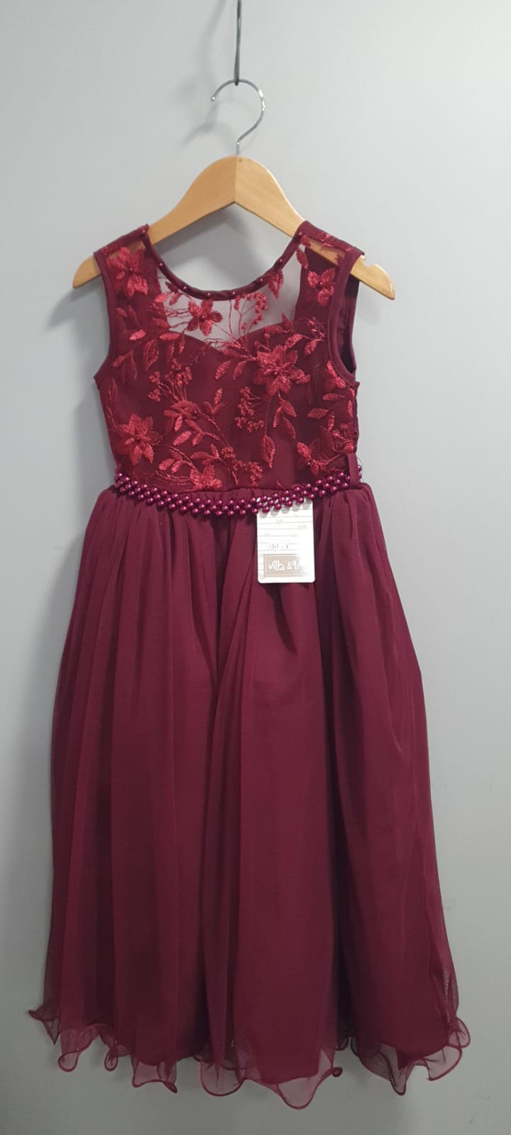 Vestido Infantil Longo Marsala C/ Renda Casamentos Festas
