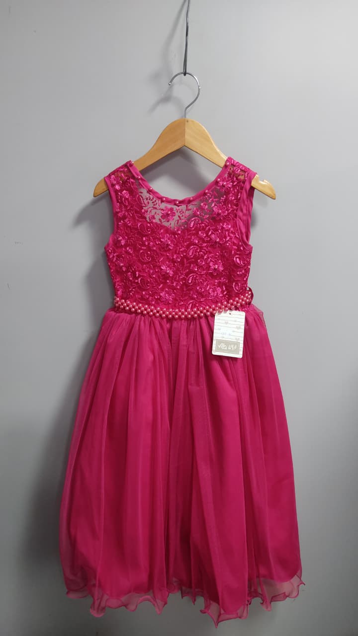 Vestido Infantil Longo Pink C/ Renda Casamentos Festas