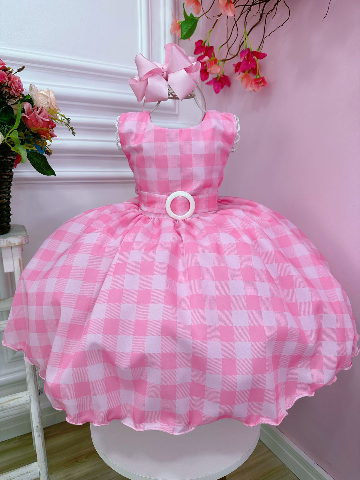 Vestido infantil Xadrez Rosa e Branco Barbie Girl P03 - Maria - Vestido  Infantil - Magazine Luiza