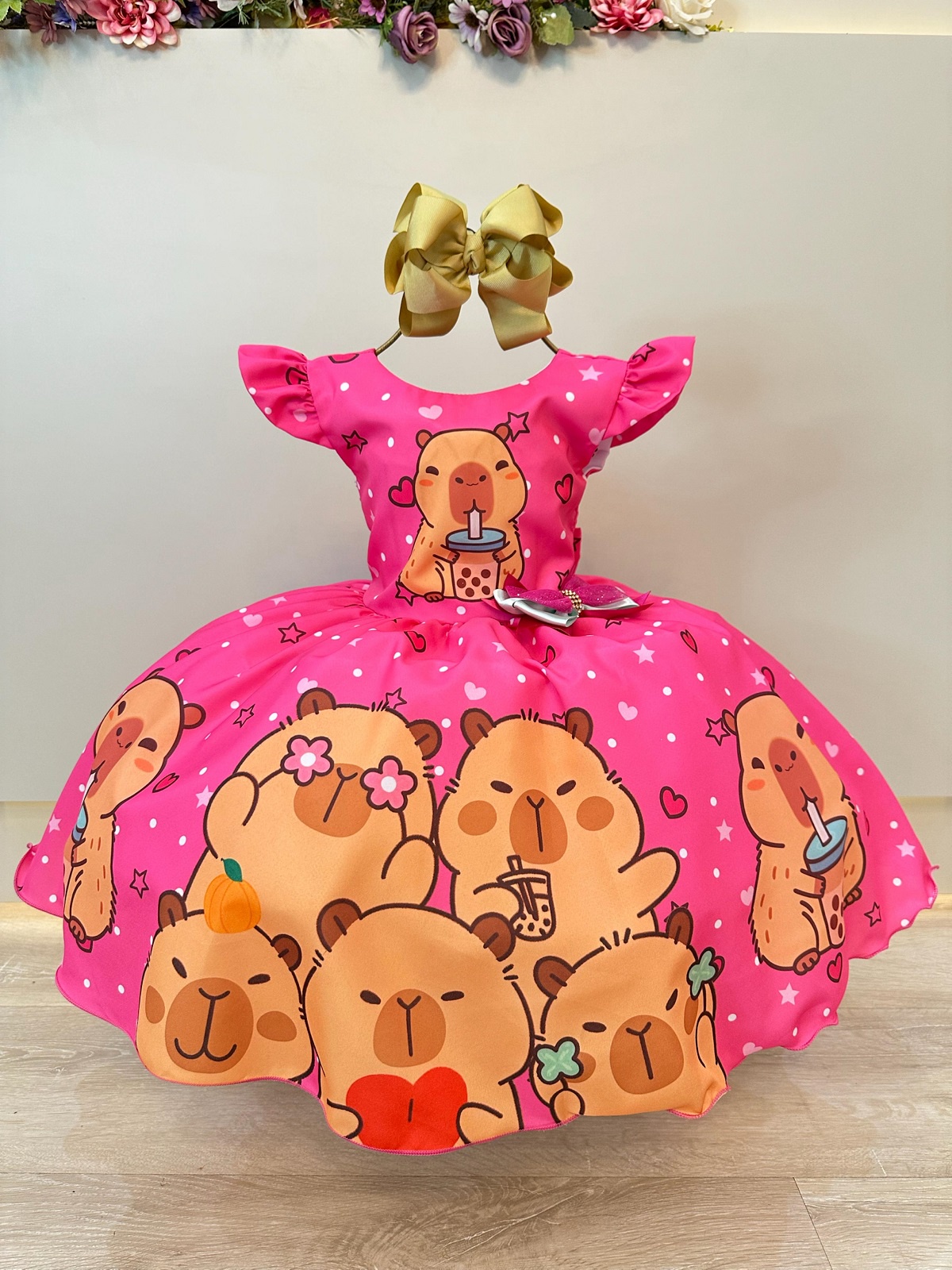 Vestido Infantil Capivara Milk Shake Festas Aniversários