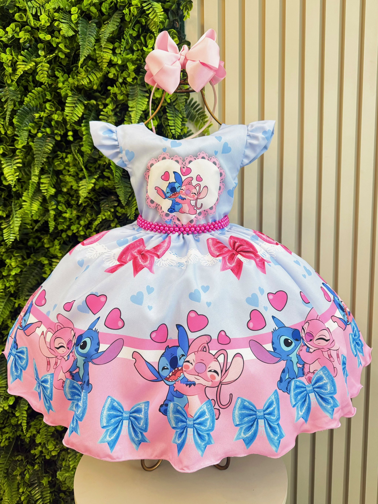 Vestido Infantil Lilo Stitch e Angel Azul Festas