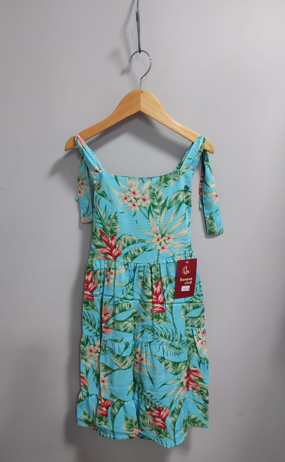Vestido Infantil Casual Primavera Azul Florido Colorido Luxo