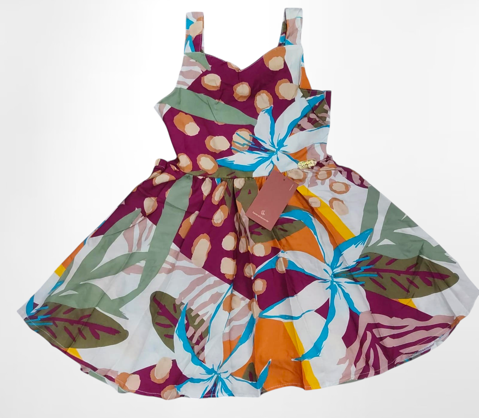 Vestido Infantil Casual Primavera Verão Marsala Florido