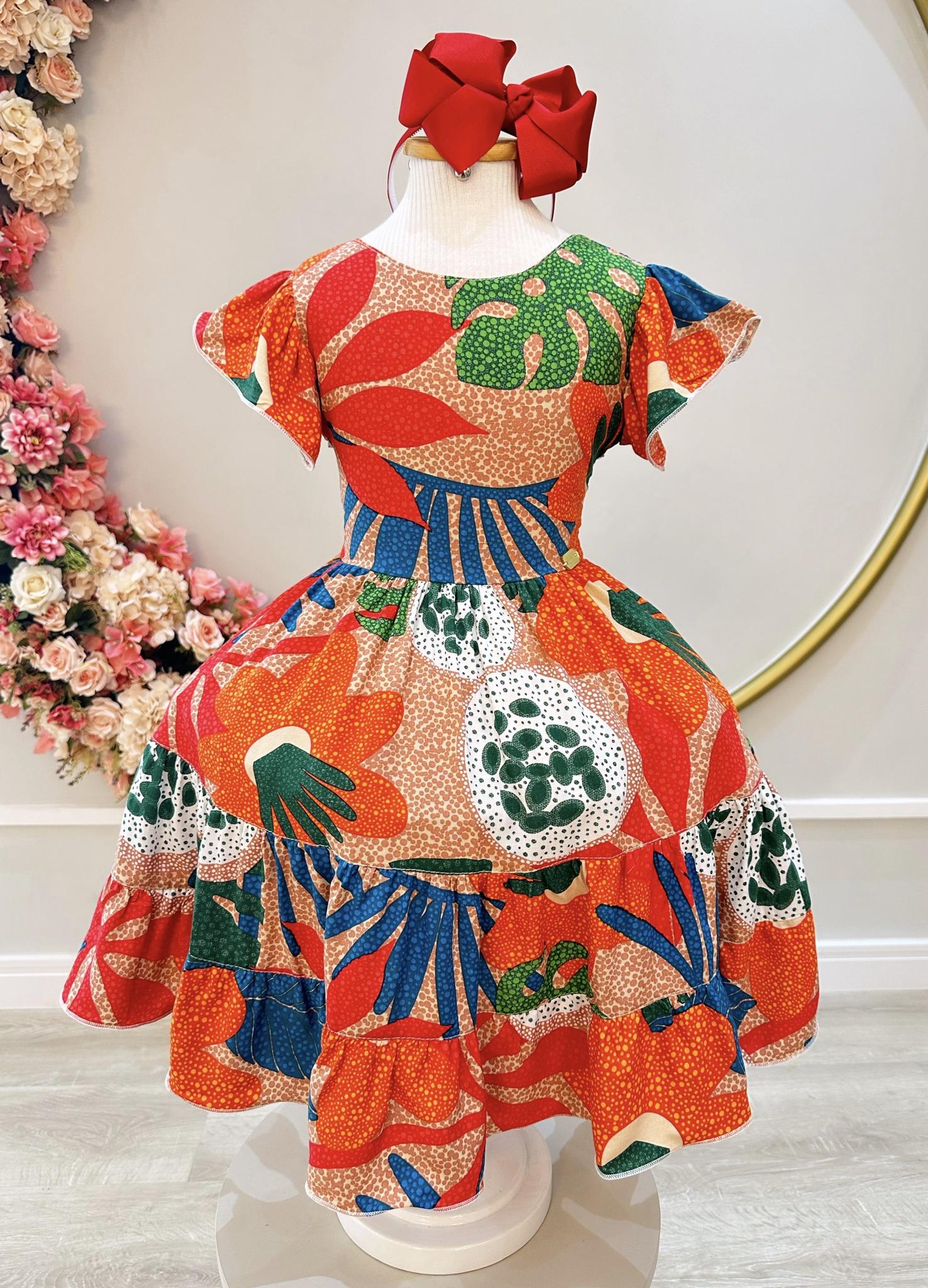 Vestido Infantil Primavera Verão Florido Colorido Luxo Casual