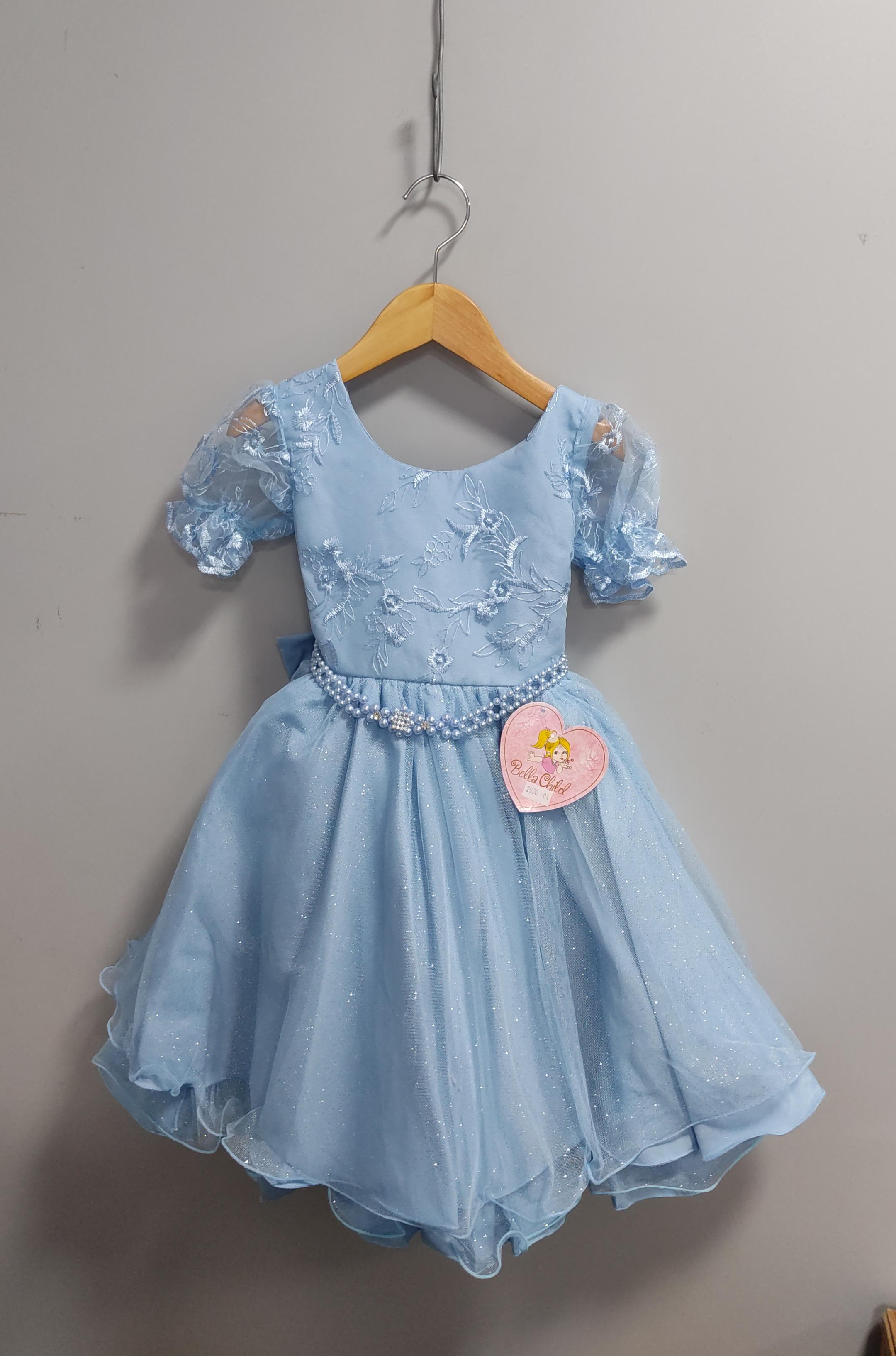 Vestido Infantil Azul Claro Com Renda Luxo Daminhas Festas