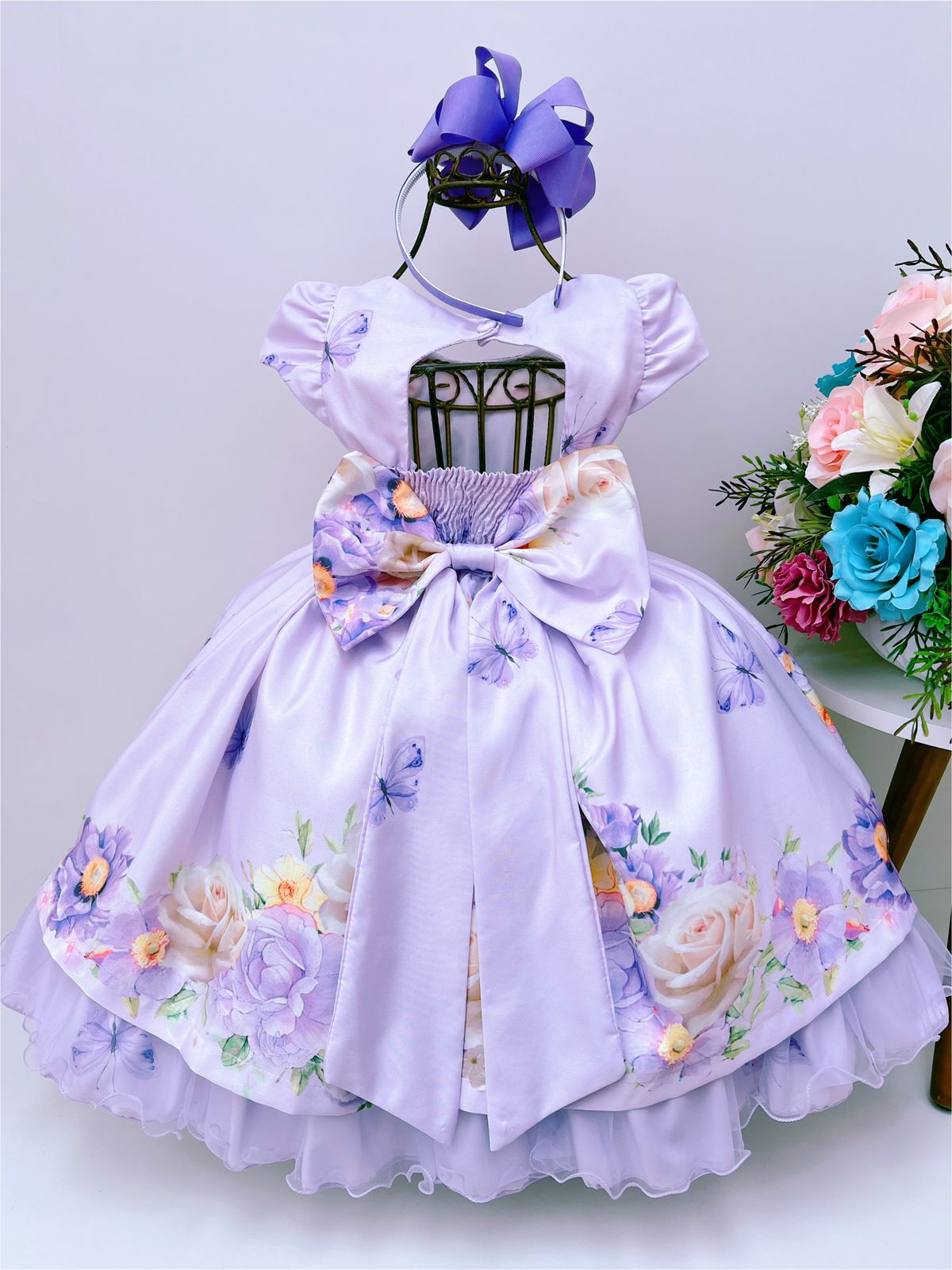 Vestido Infantil Princesa Sofia Lilás C/ Cinto de Pérolas - Rosa Charmosa  Atacado