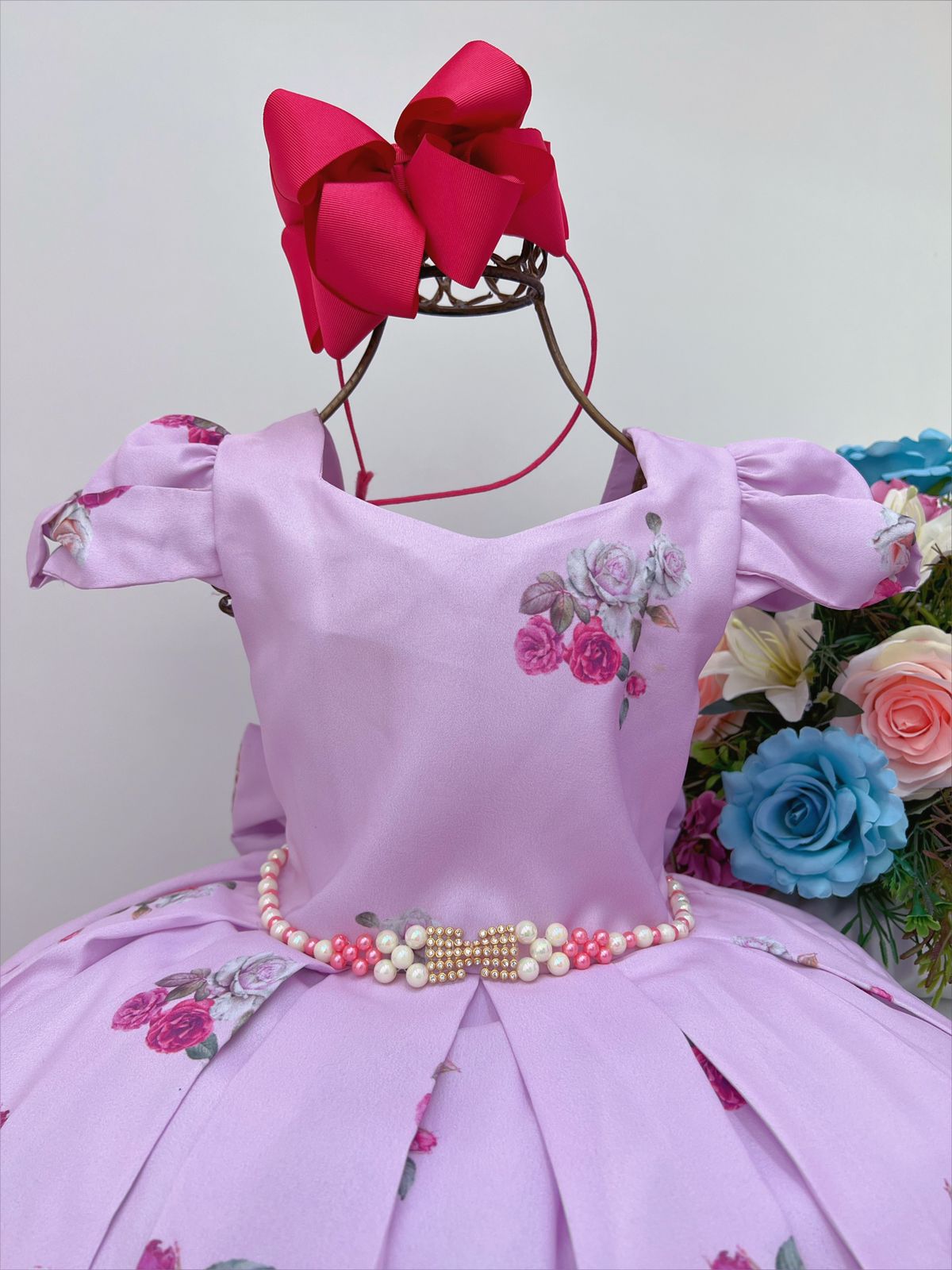 Vestido Infantil Princesas da Disney Rosa Bebê Floral Luxo - Rosa Charmosa  Atacado