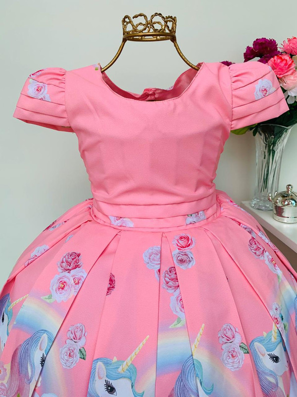 Vestido Infantil Moana Baby Luxo Princesas Renda e Pérolas - Rosa Charmosa  Atacado