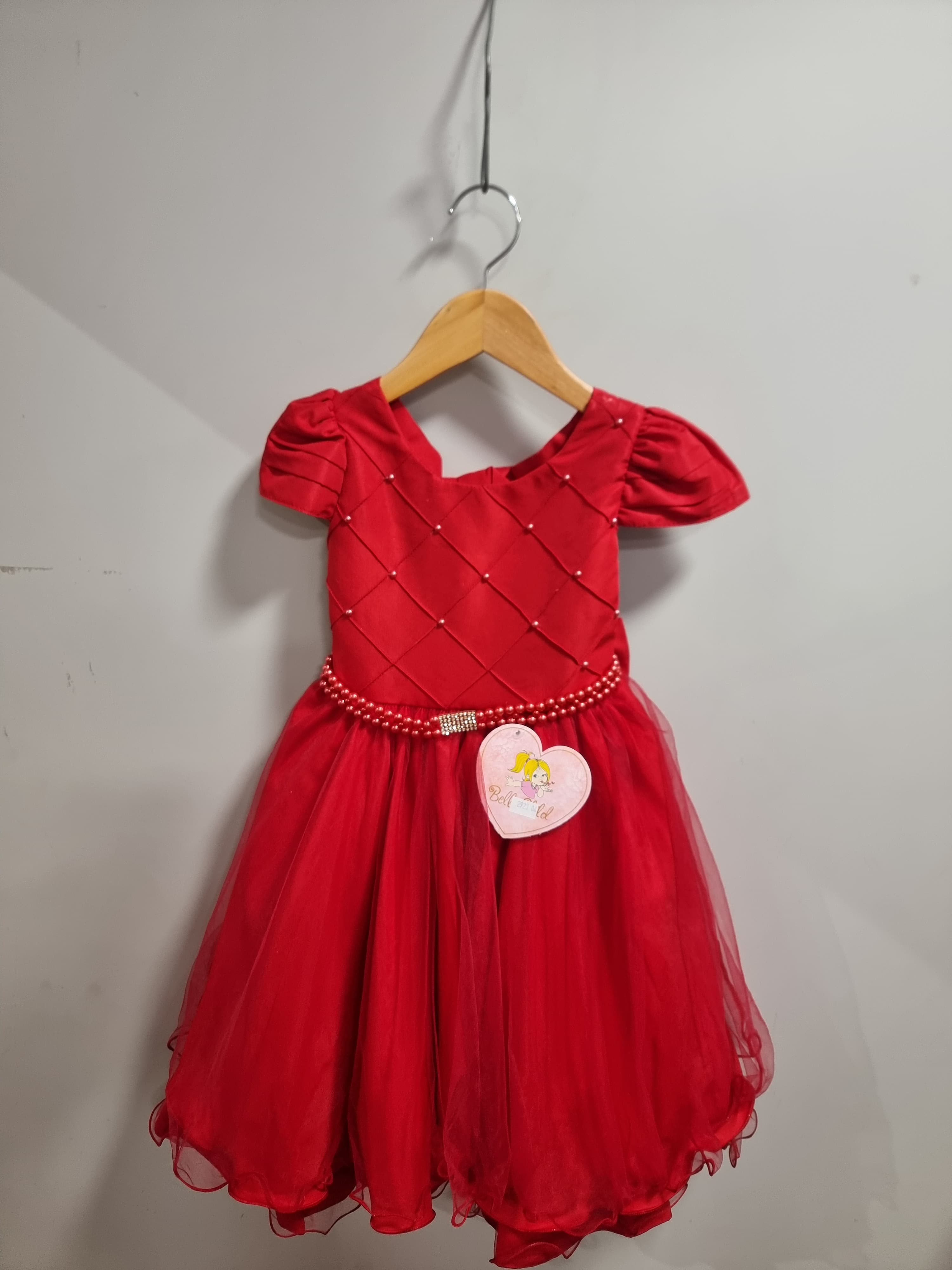 Vestido Infantil Vermelho Busto Com Nervura Damas Formatura