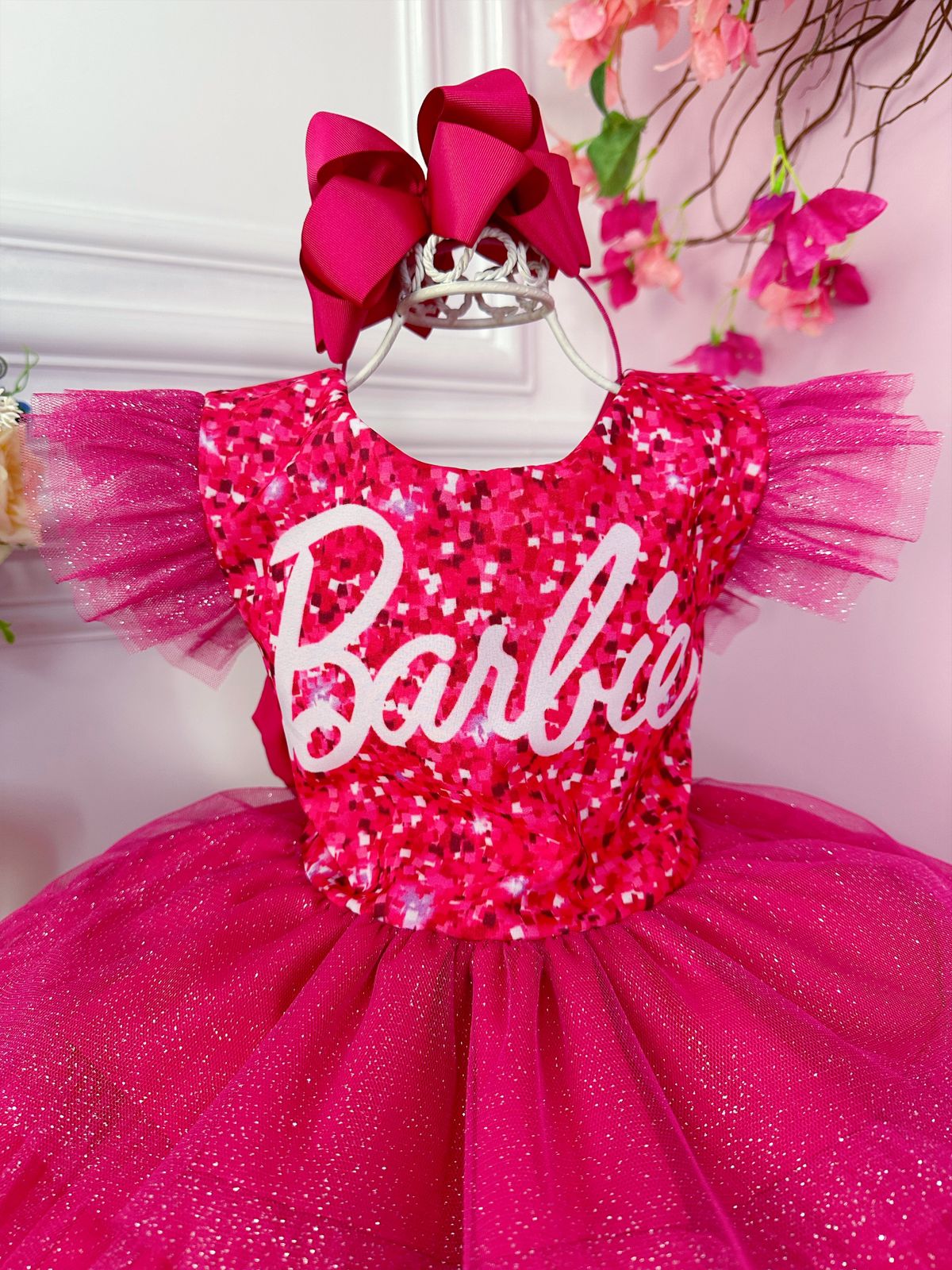 Vestido Infantil Barbie Luxo Festa Rosa Pink