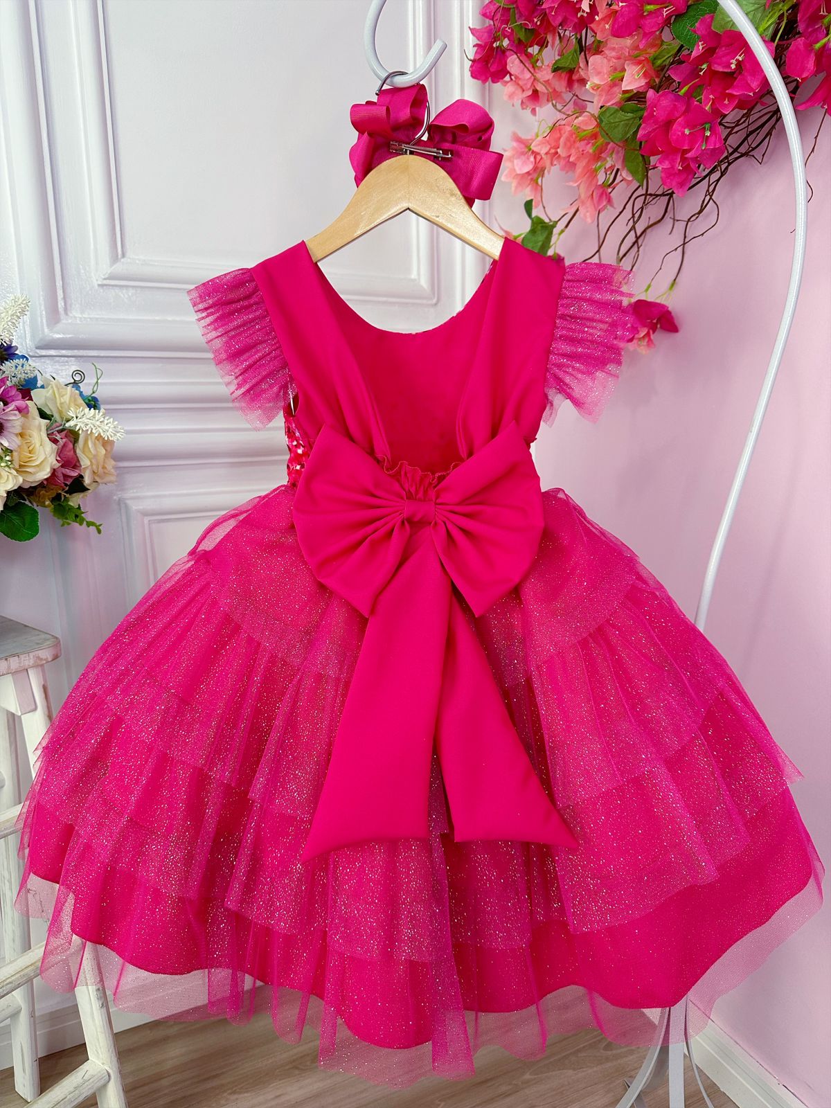 Vestido Barbie Pink Babado Luxo - Petecolá kids