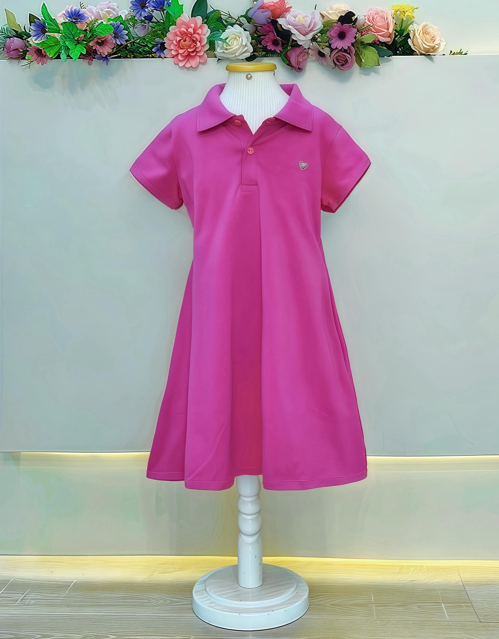 Vestido Juvenil Malha Fúcsia Casual Confort