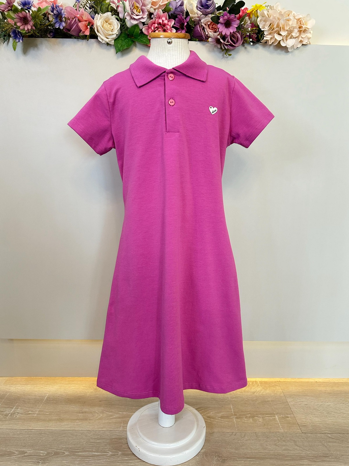 Vestido Juvenil Malha Fúcsia Casual Confort