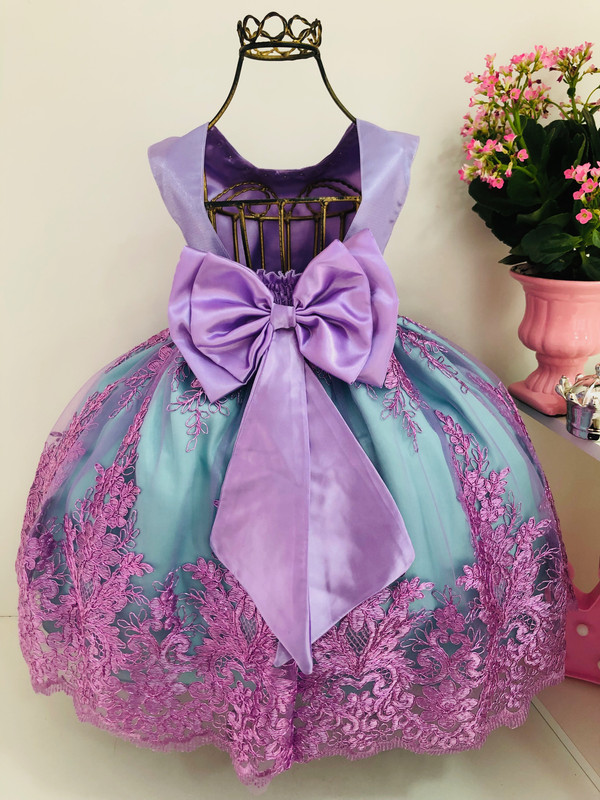 VESTIDO INFANTIL PRINCESA ARIEL PÉROLAS RENDA BRILHO – La Pietra