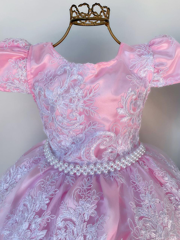 Vestido Festa Infantil Rosa Bebê Princesa Aniversário Realez em Promoção na  Americanas