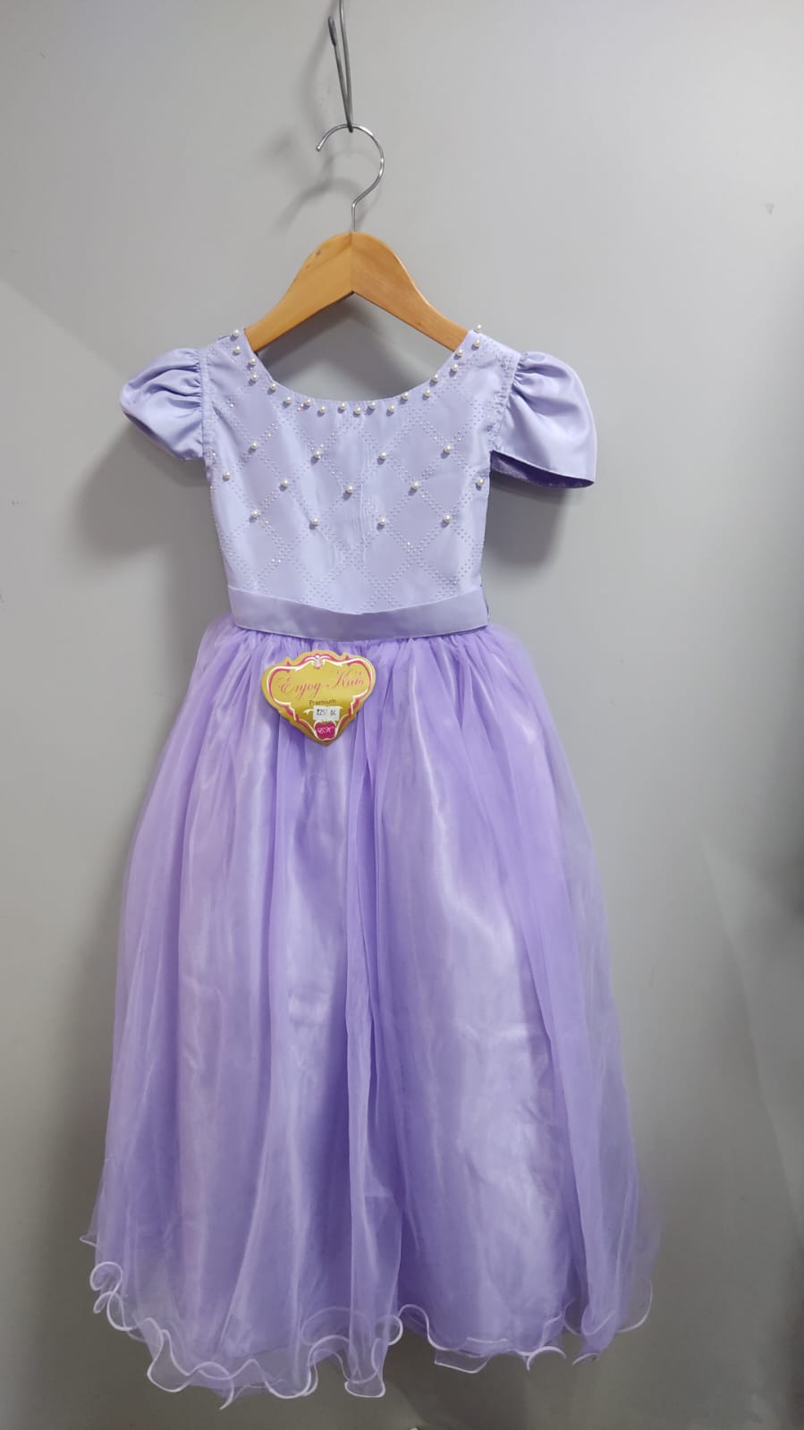 Vestido Infantil Longo Lilás C/ Strass e Pérolas Damas