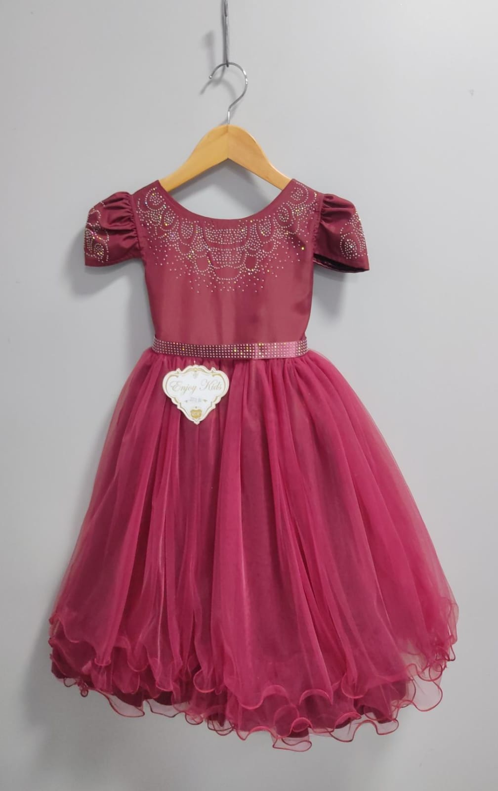 Vestido Infantil Marsala Busto C/ Strass Casamentos Formatura