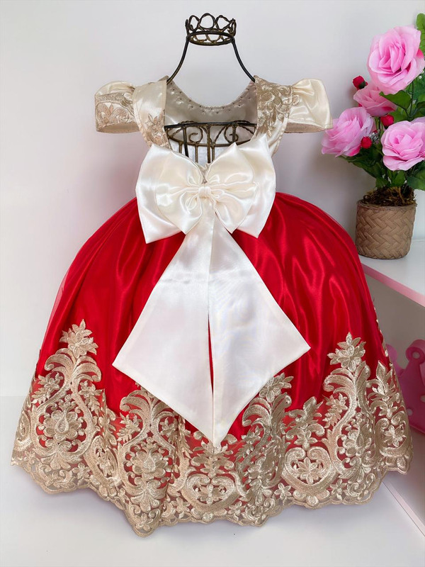 Vestido Infantil Moana Baby Luxo Princesas Renda e Pérolas - Rosa Charmosa  Atacado