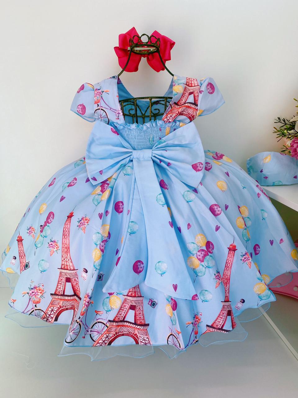 Vestido Festa Infantil Princesa - Paris Azul Bebê