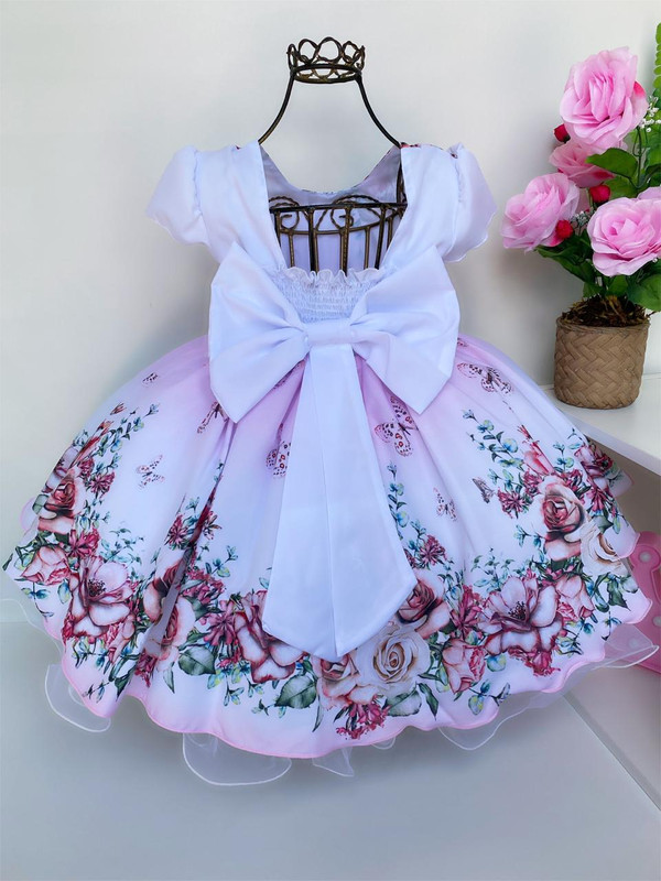 Vestido Infantil Floral Barbie Daminha Festa Tiara 1 Ao 4 em Promoção na  Americanas