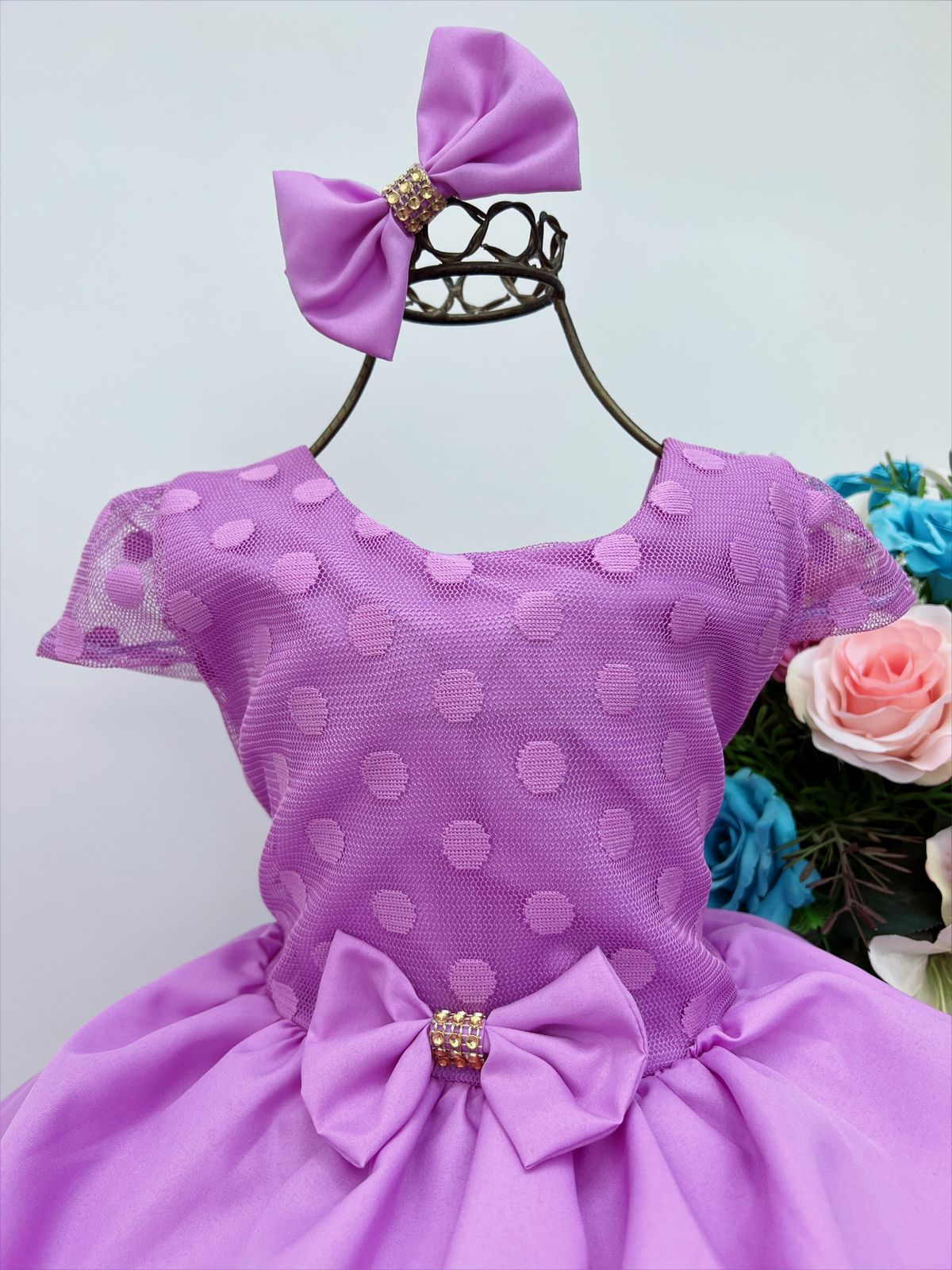 VESTIDO COM LAÇO E CRISTAIS FOFOS MOMI - Fofura Baby Kids