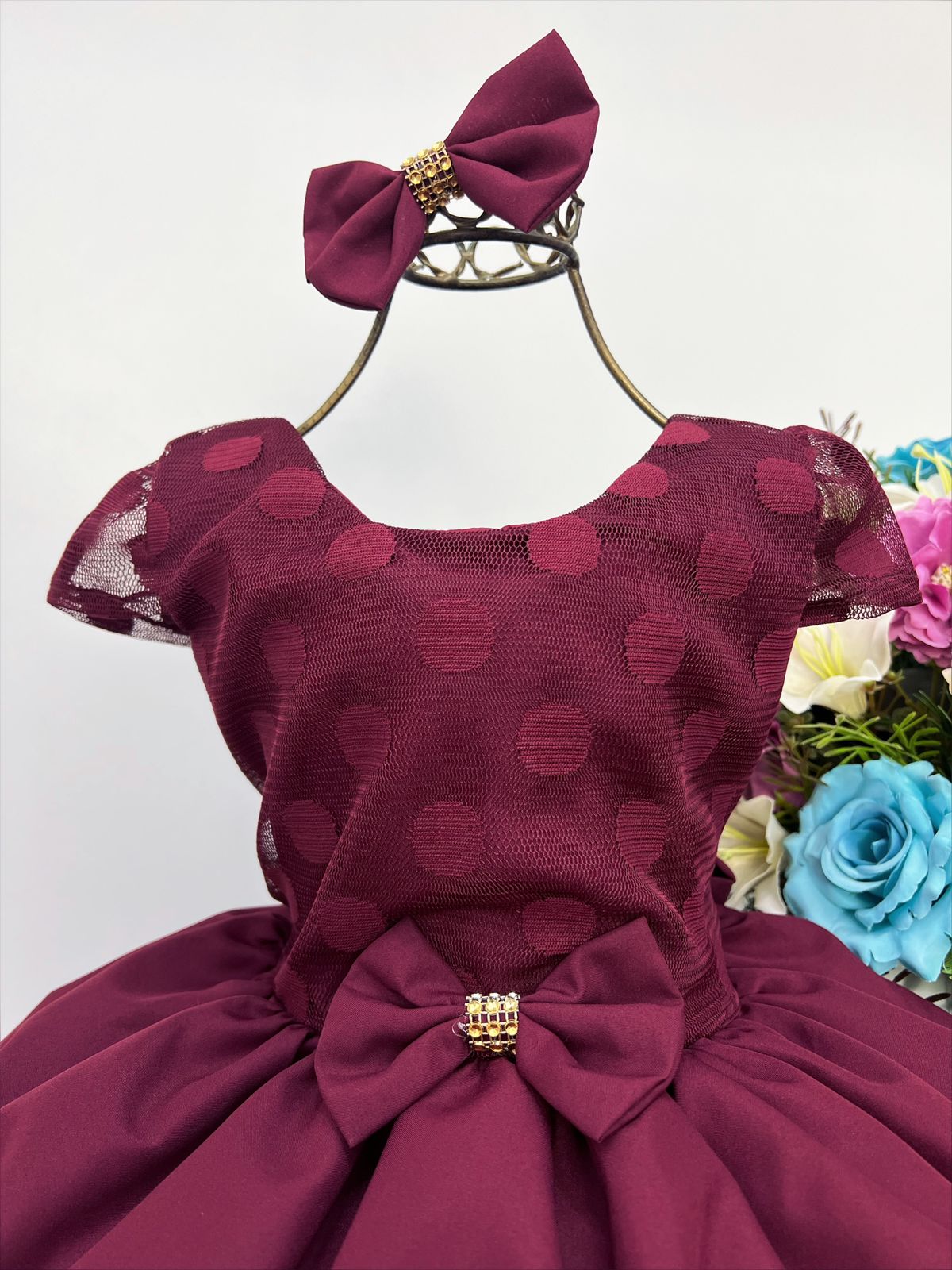 VESTIDO COM LAÇO E CRISTAIS FOFOS MOMI - Fofura Baby Kids