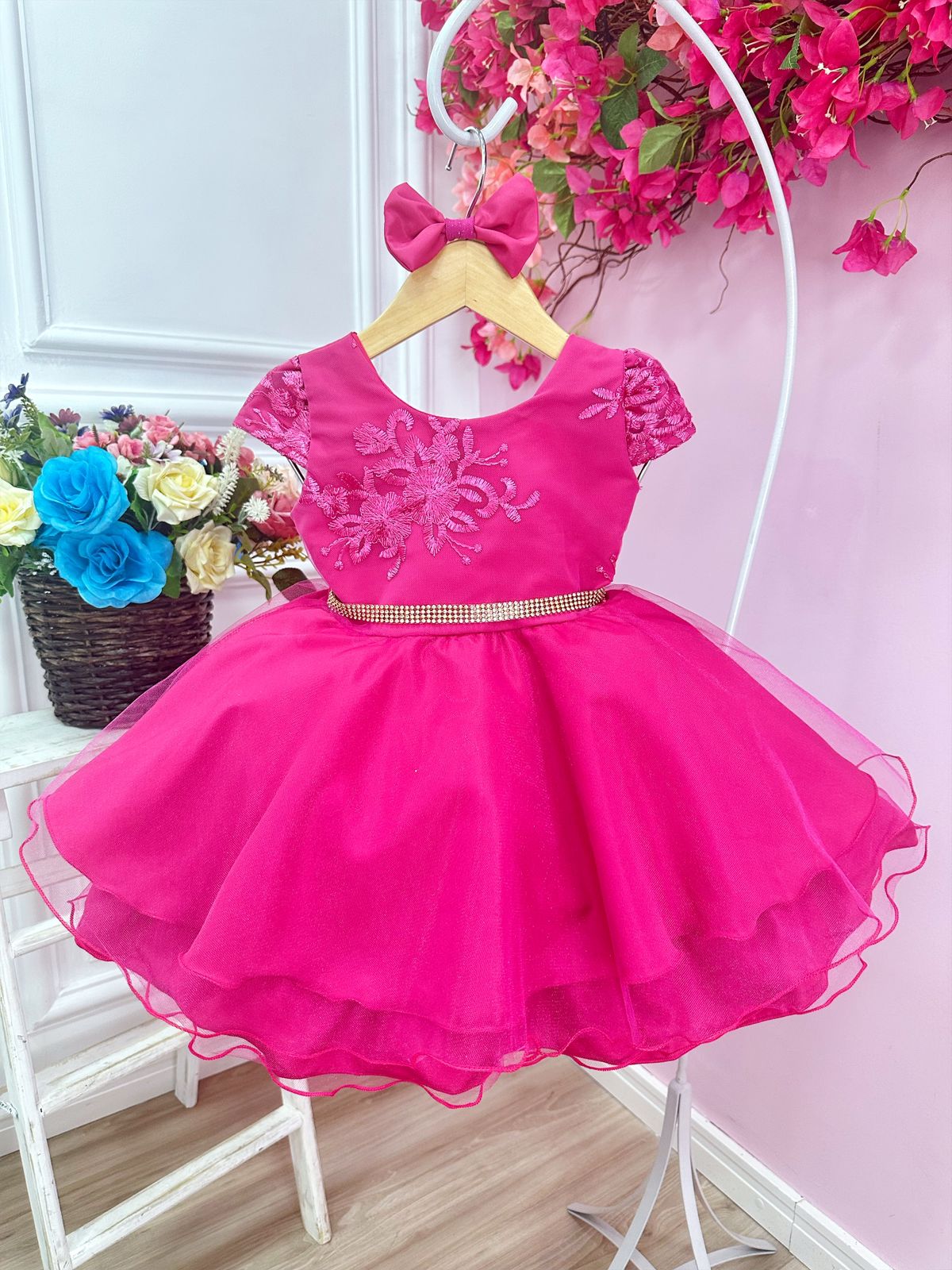 Vestido infantil de peça única com cinto, vestidos rosa para bebês, roupas  kawaii, estilo arejado, moda Y2K, 1-8Y, novo, quente, 2023