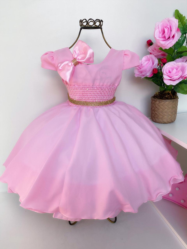 Vestido infantil vestido de princesa para meninas com laço e nó